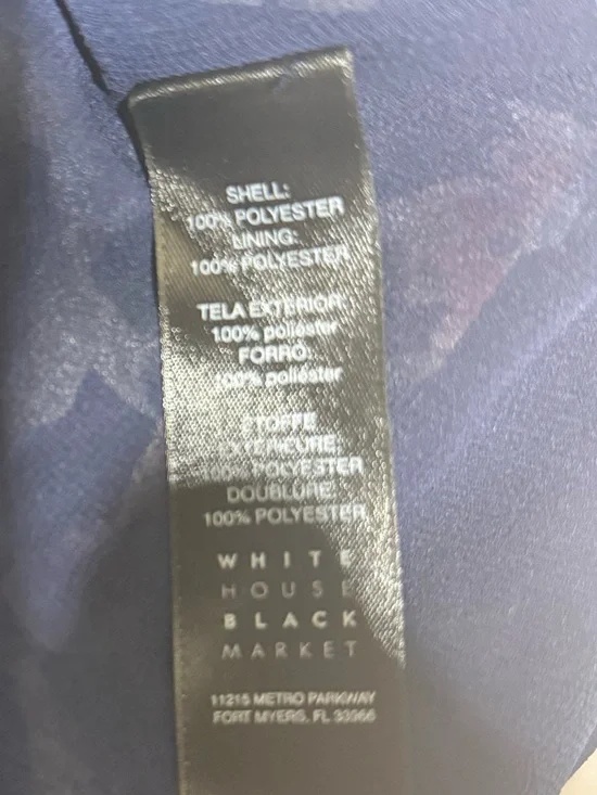 White House Black Market Navy Floral Tie-Front Blouse Size 4 - Picture 11 of 11